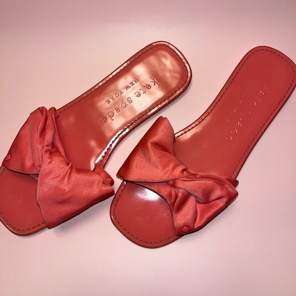 Kate Spade ♠️ Beachy Flats /Silky Bow Summer Slides - Elegant & Comfortable 8.5 - Picture 2 of 12